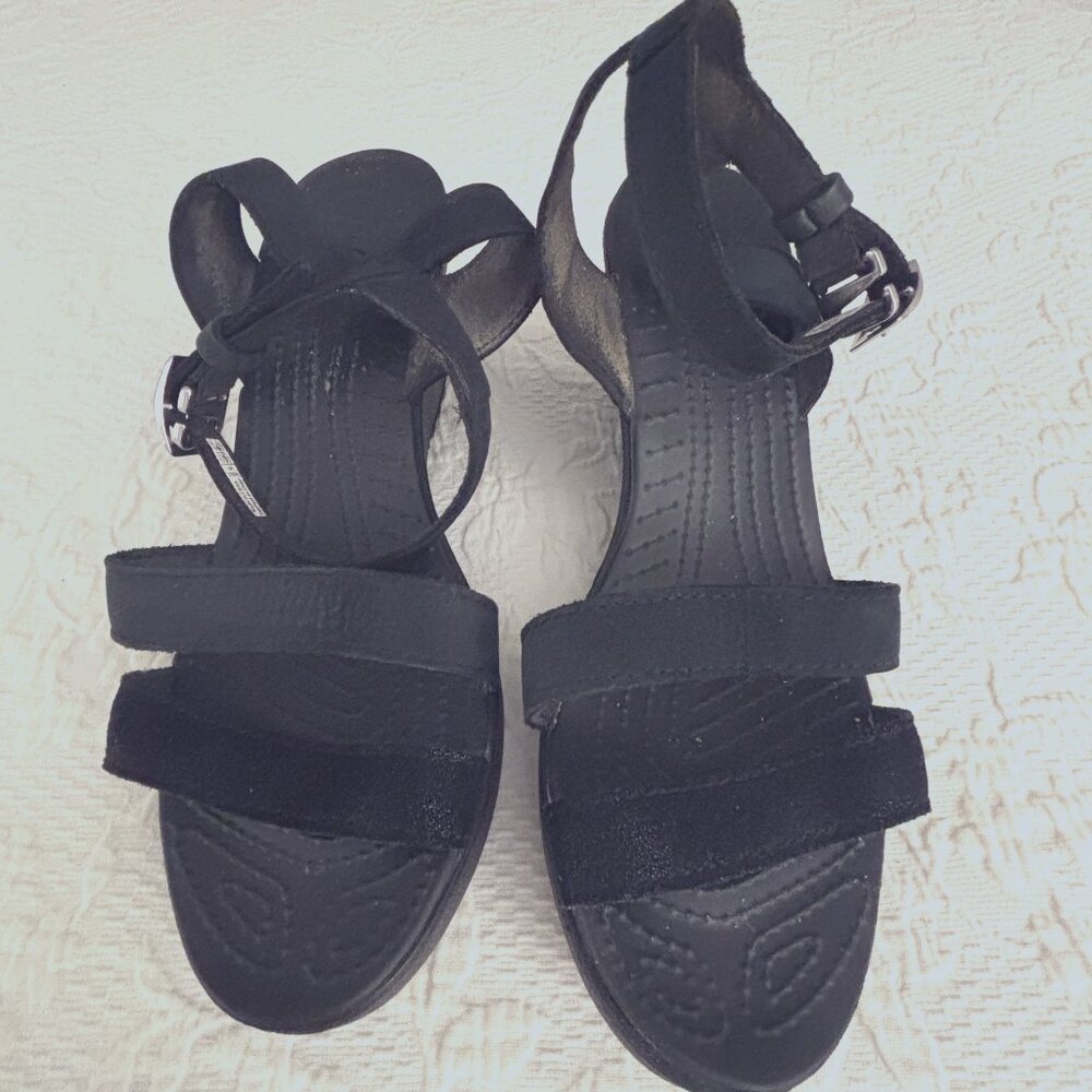 Crocs Black Wedge Sandals